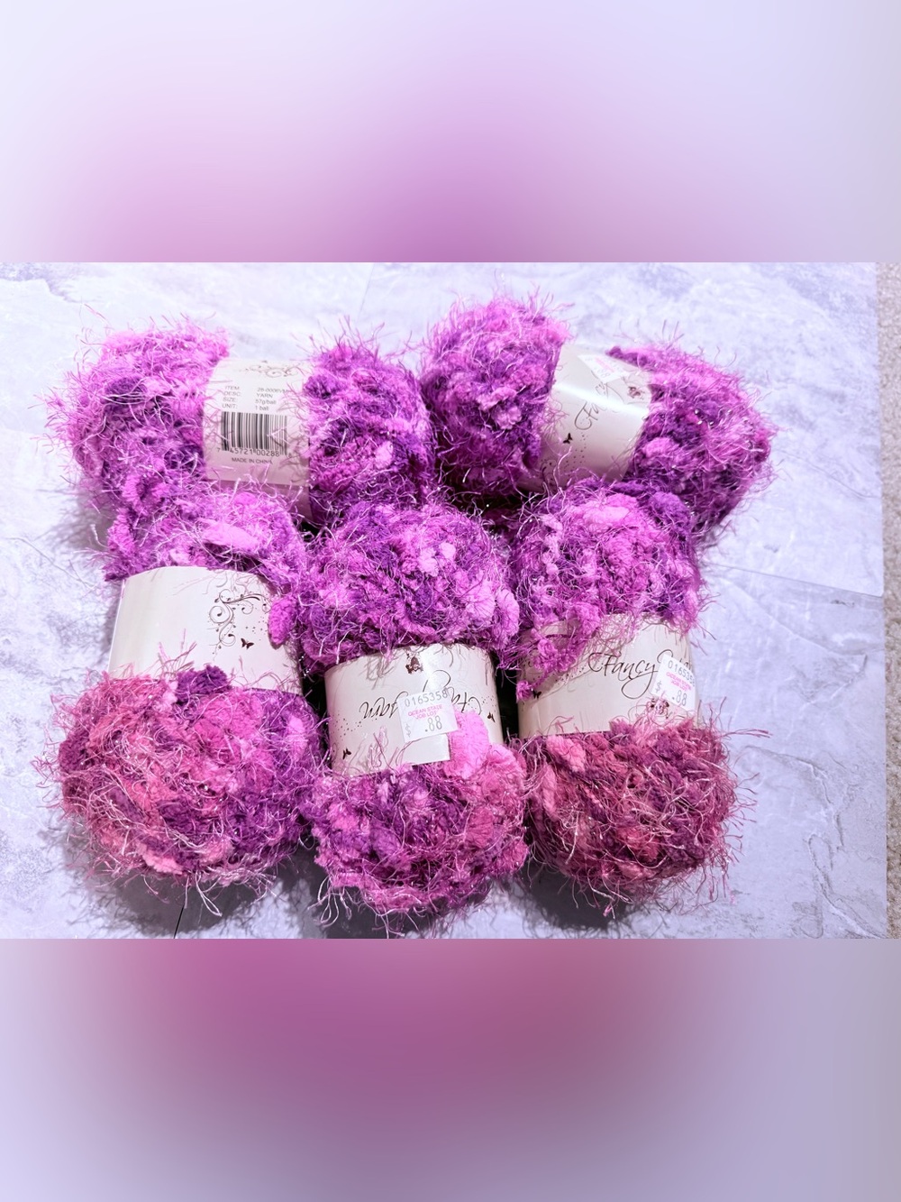The Gourmet Collection Jam Fancy Yarn Variegated Pink Purple Faux Fur Eyelash